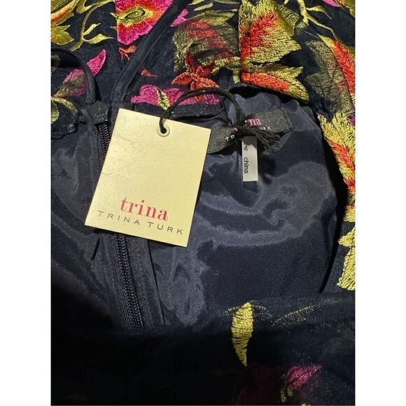 Trina Turk MWT Embroidered multicolor mesh top dress 4 - Picture 3 of 9